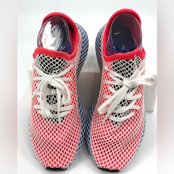 Adidas‎ Deerupt Runner Running Sneaker Shoe, Solar Red Bluebird, Size 10 - Picture 3 of 9